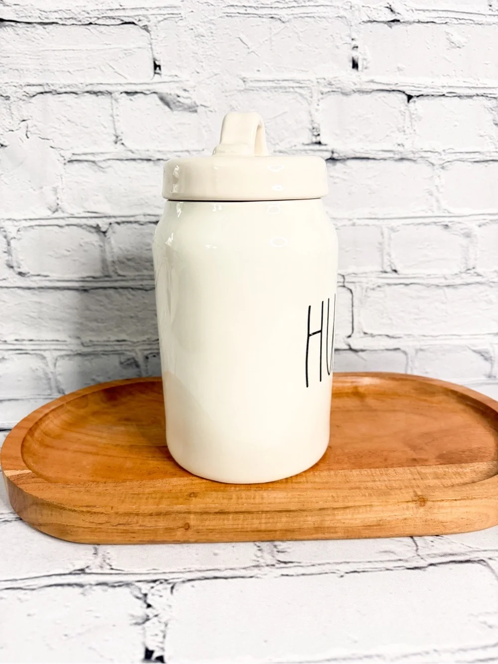 Ceramic 'HUGS' Kitchen Canister - Cream